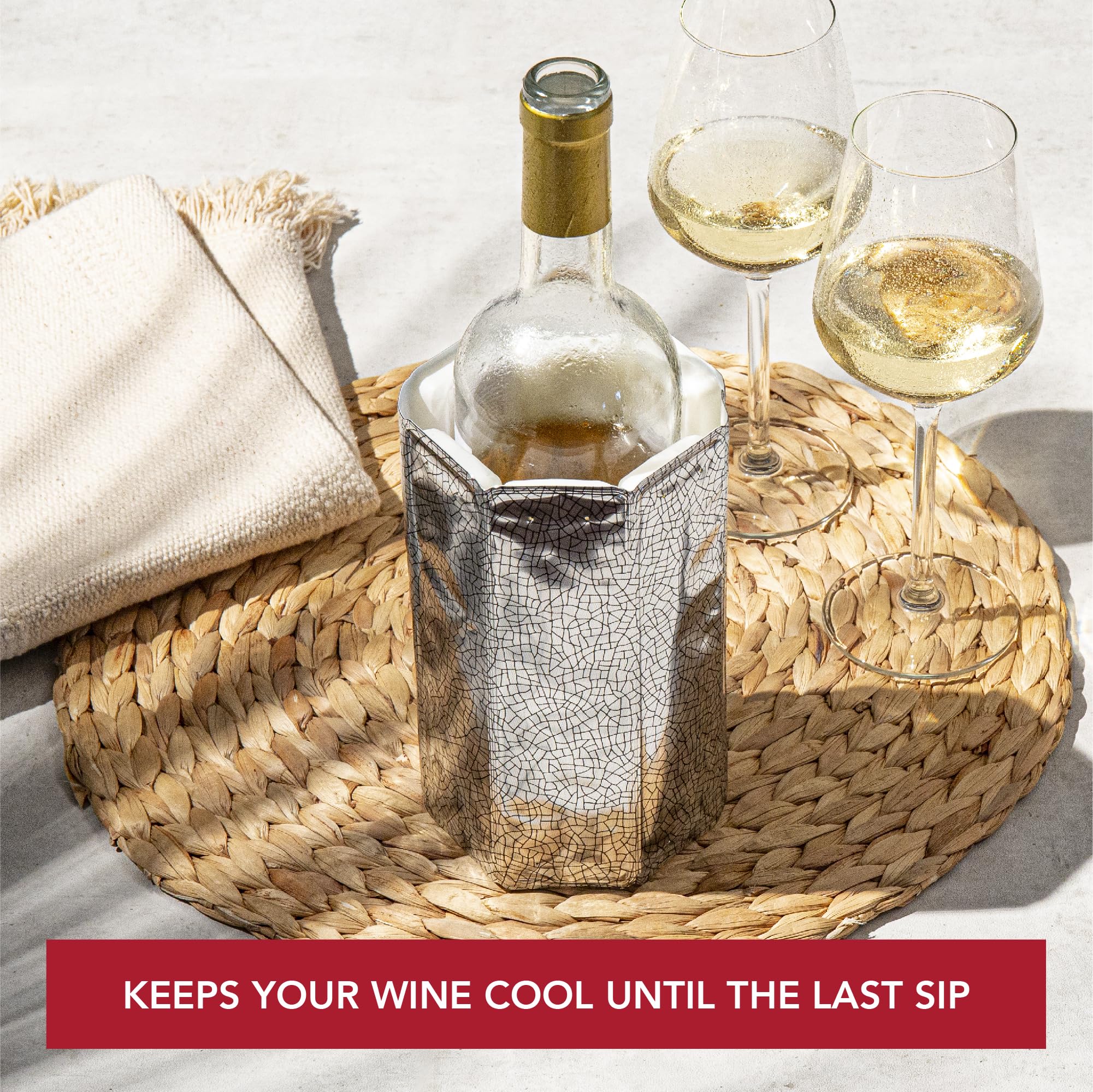 Reusable Vacu Vin ice sleeve reducing waste