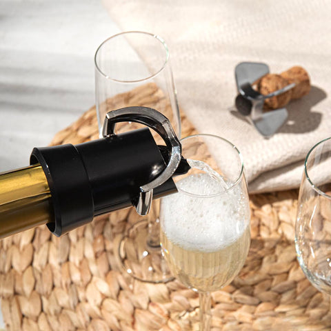 Vacu Vin Premium Champagne Stopper Server attaches easily and preserves fizz