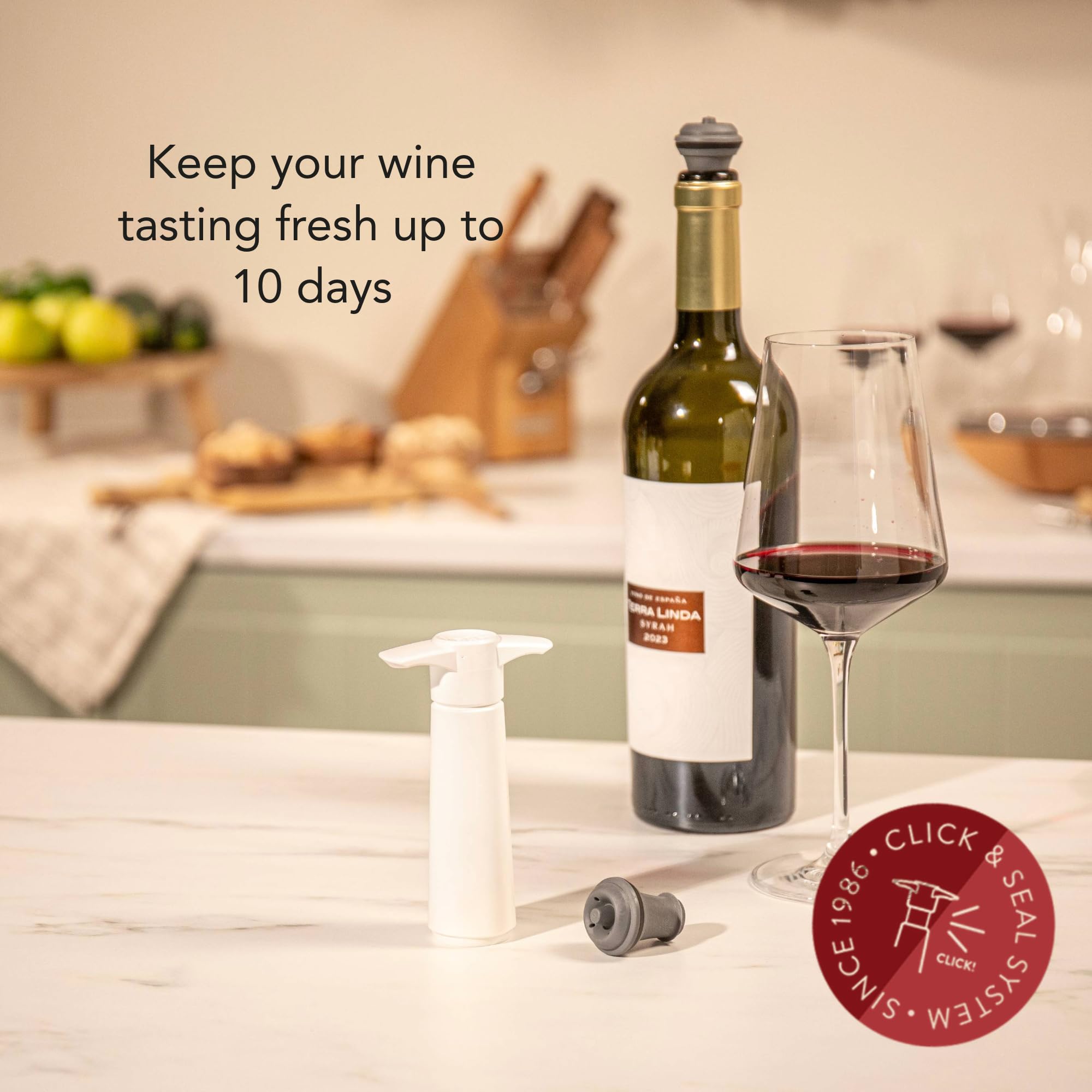 Vacuvin vacuum bottle-stoppers create a tight seal that extends opened bottle life.