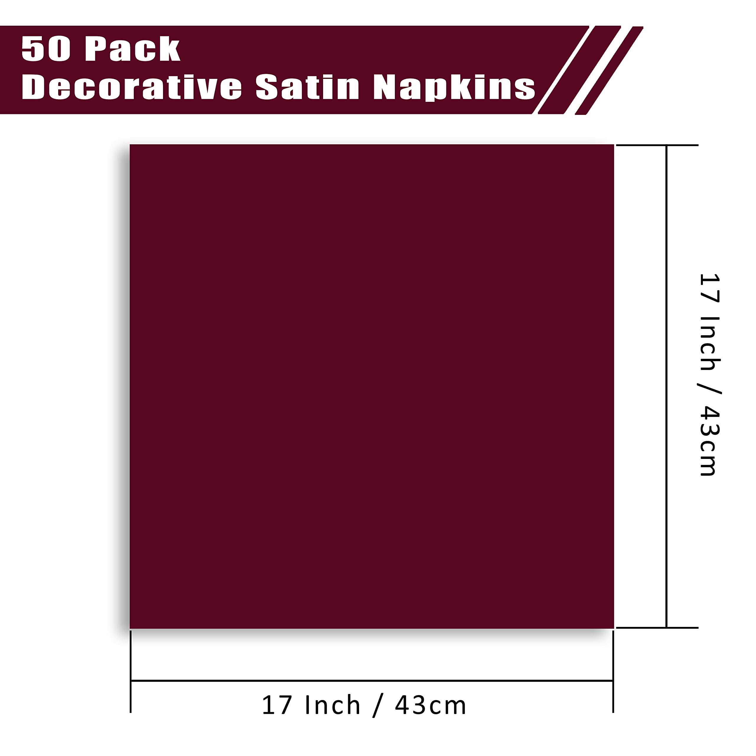 VACVELT Burgundy satin napkins on a buffet display for refined presentation.
