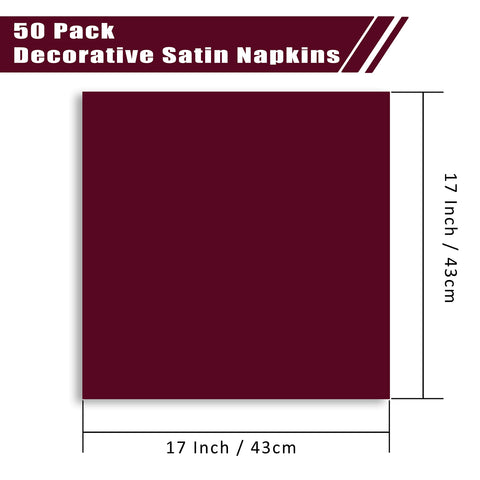 VACVELT Burgundy satin napkins on a buffet display for refined presentation.