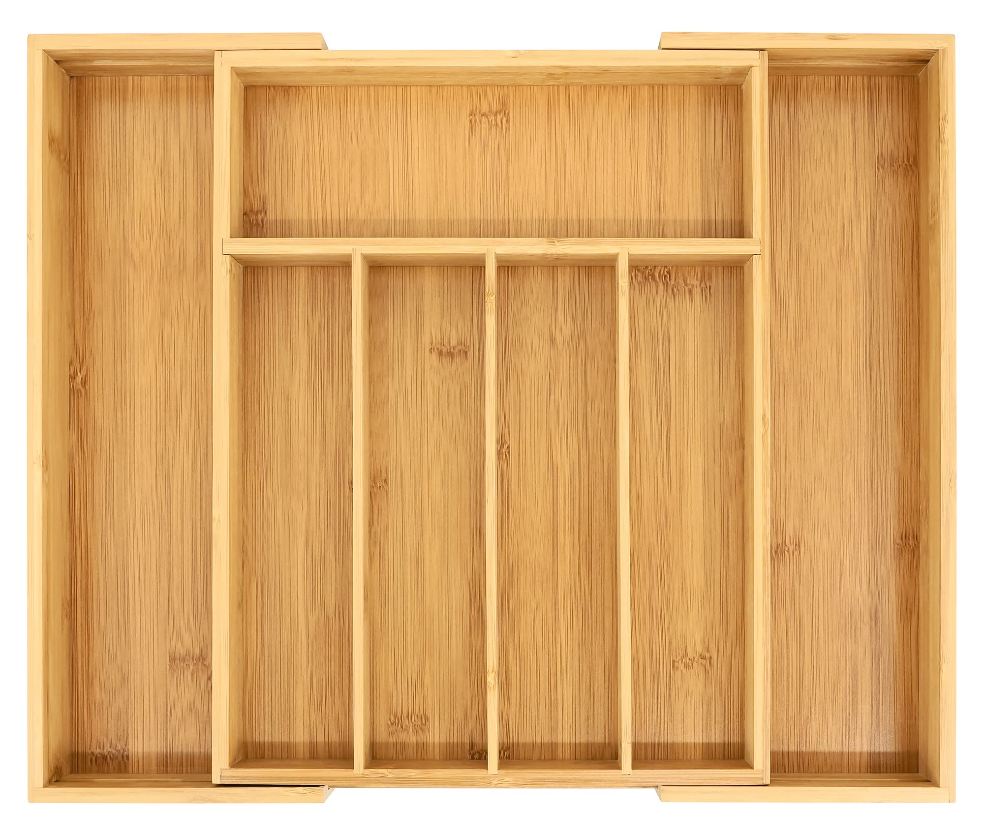 VaeFae bamboo drawer organizer extendable for a custom-fit utensil tray.