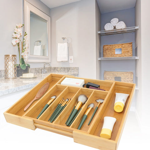 VaeFae bamboo silverware tray keeps knives, spatulas, and spoons easy to grab.