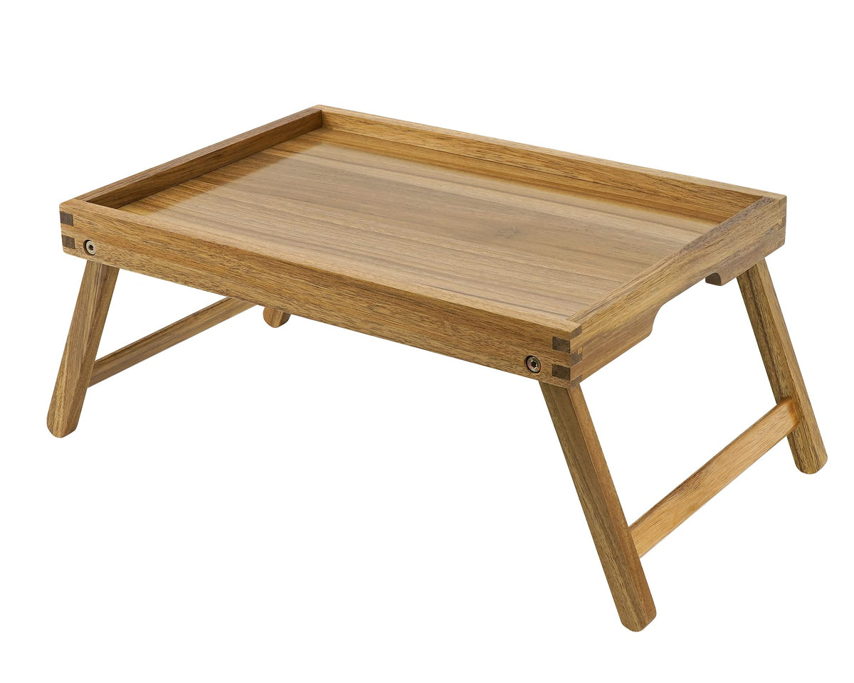 VaeFae Acacia bed tray with folding legs for easy bed-side meals.