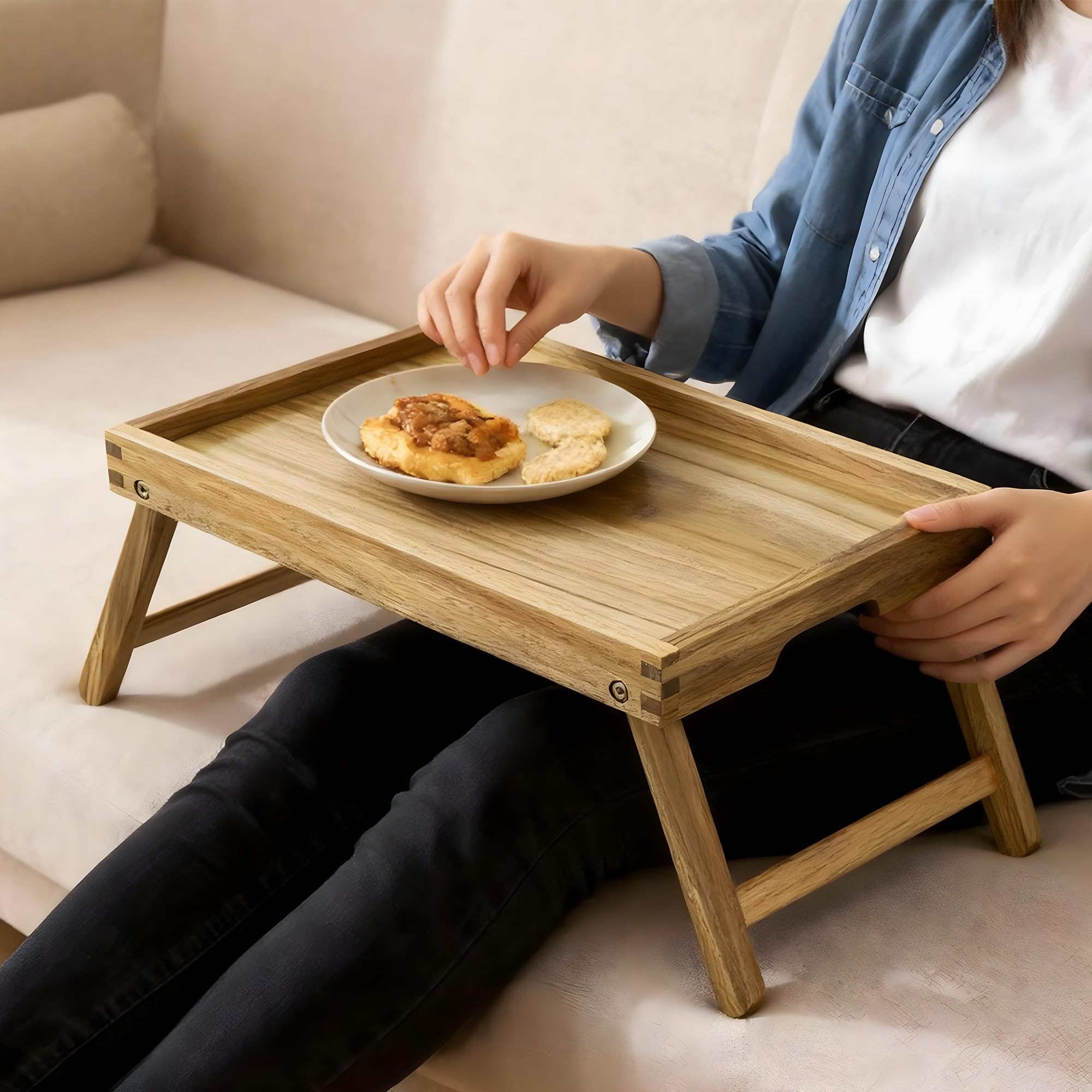 VaeFae Acacia bed tray suits kitchen, sofa, and bedside serving.