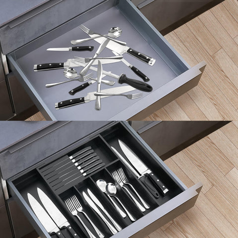 VaeFae sleek black finish enhances any kitchen drawer.
