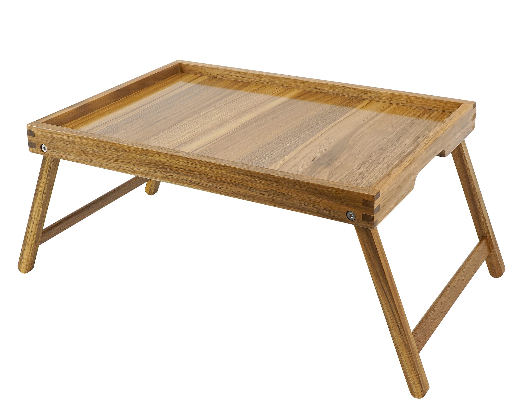 VaeFae Acacia Bed Tray with folding legs for easy bed meals.