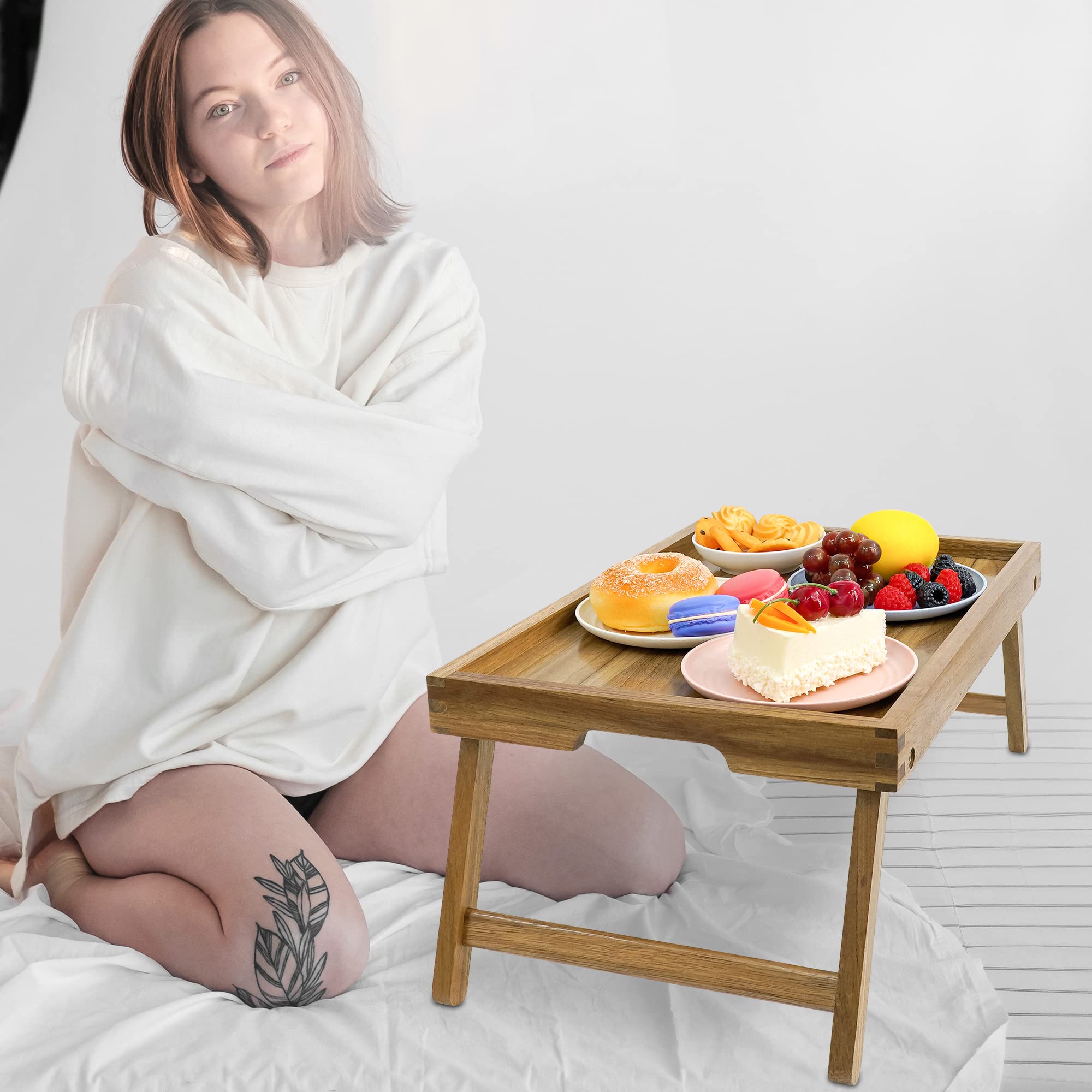 Multi-use VaeFae bed tray suited for dining and work.