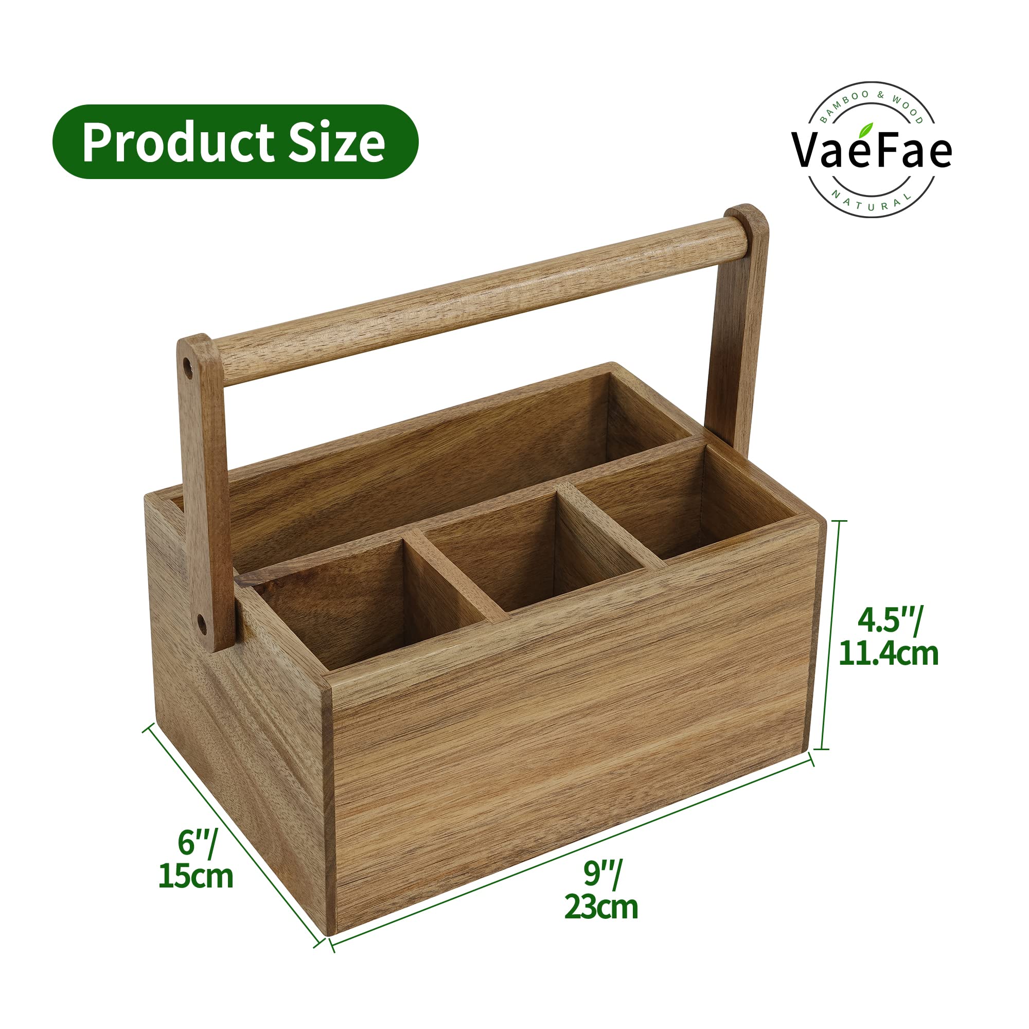 VaeFae multi-pose wood organizer adapts to kitchen, office, or bathroom.