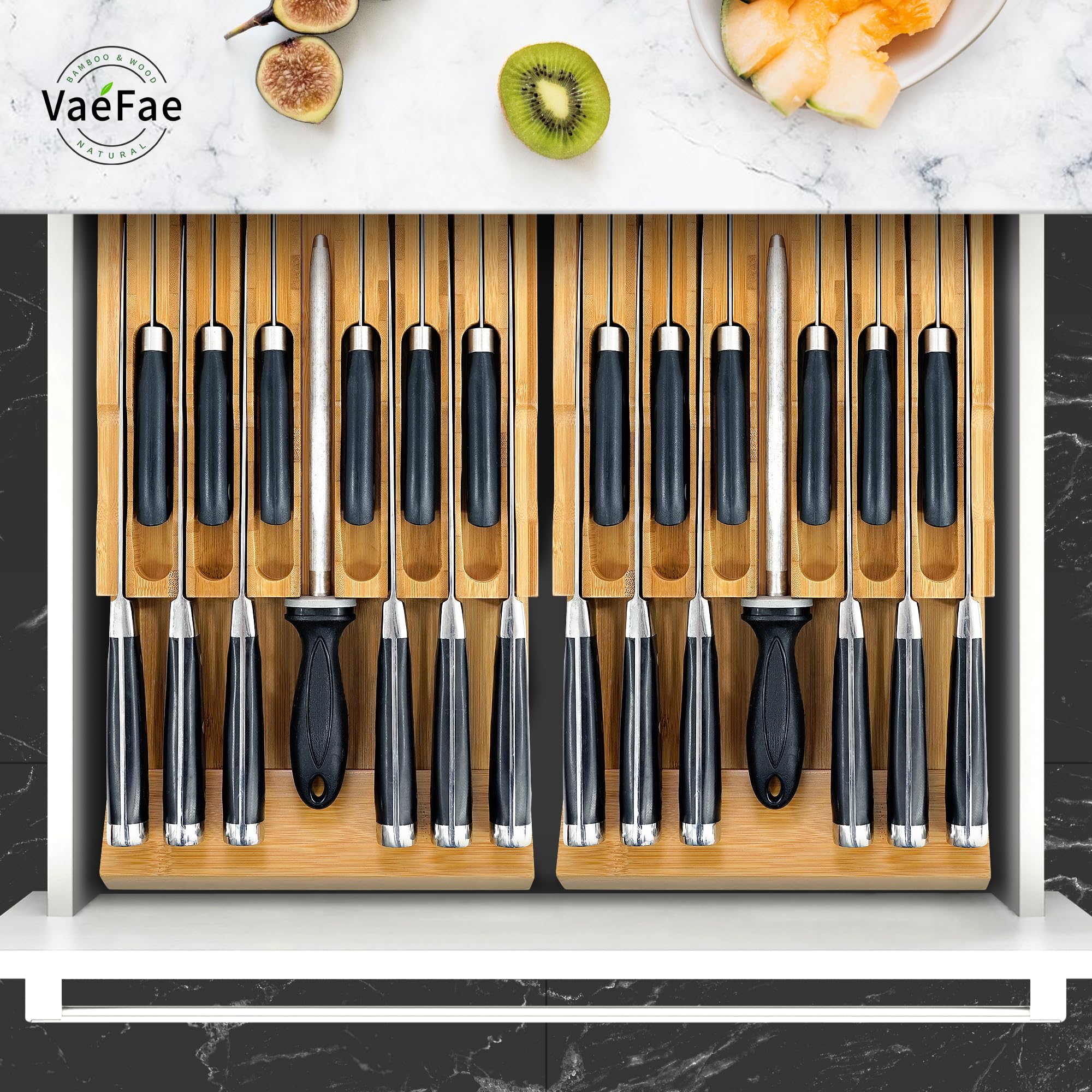 VaeFae upgraded drawer organizer improves kitchen knife access