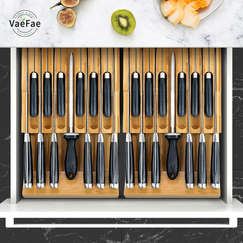 VaeFae upgraded drawer organizer improves kitchen knife access