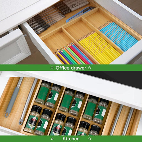 VaeFae Dual-Side Extendable Drawer Organizer adapts to different drawers.