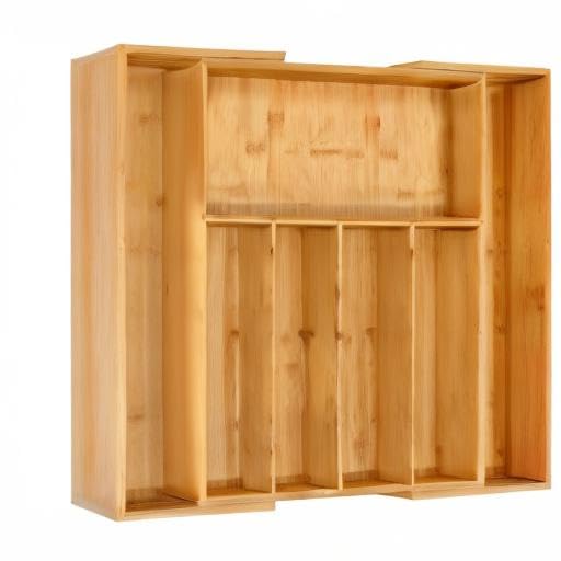 VaeFae Bamboo Drawer Organizer complements compact kitchen space.
