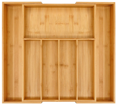 VaeFae Premium Bamboo Drawer Organizer extendable fits large drawers.