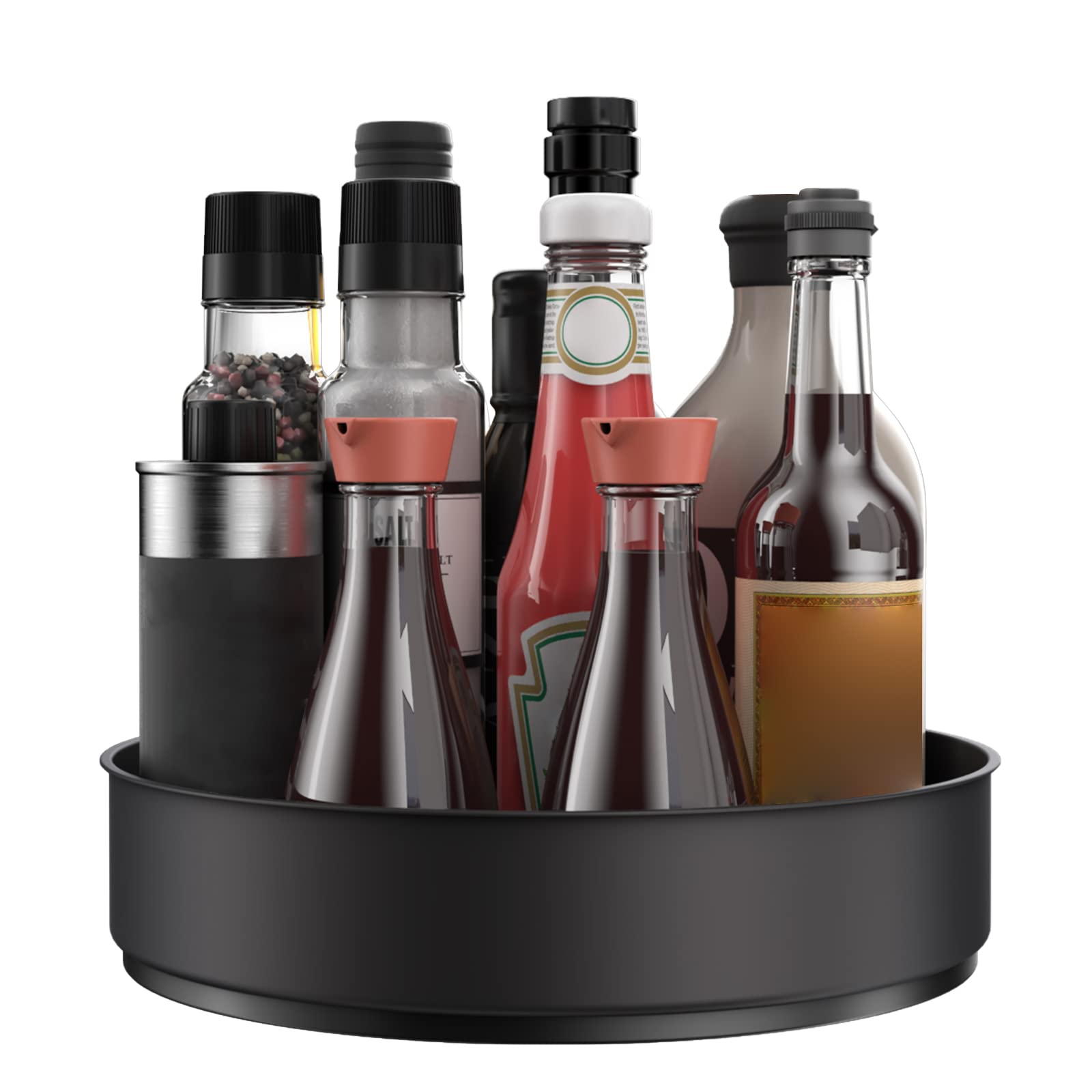 VAEHOLD Lazy Susan in rotation mode for easy access to spices and bottles.