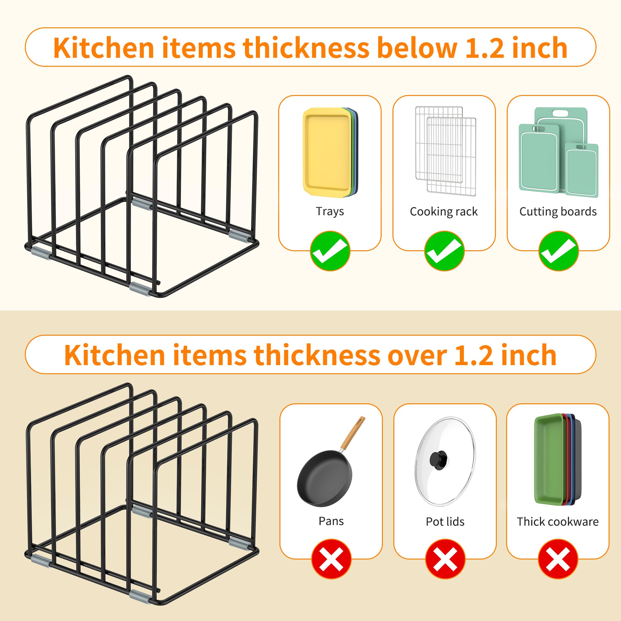 VAEKUCEAN inside-cabinet baking sheet organizer keeps sheets upright for quick grab-and-go