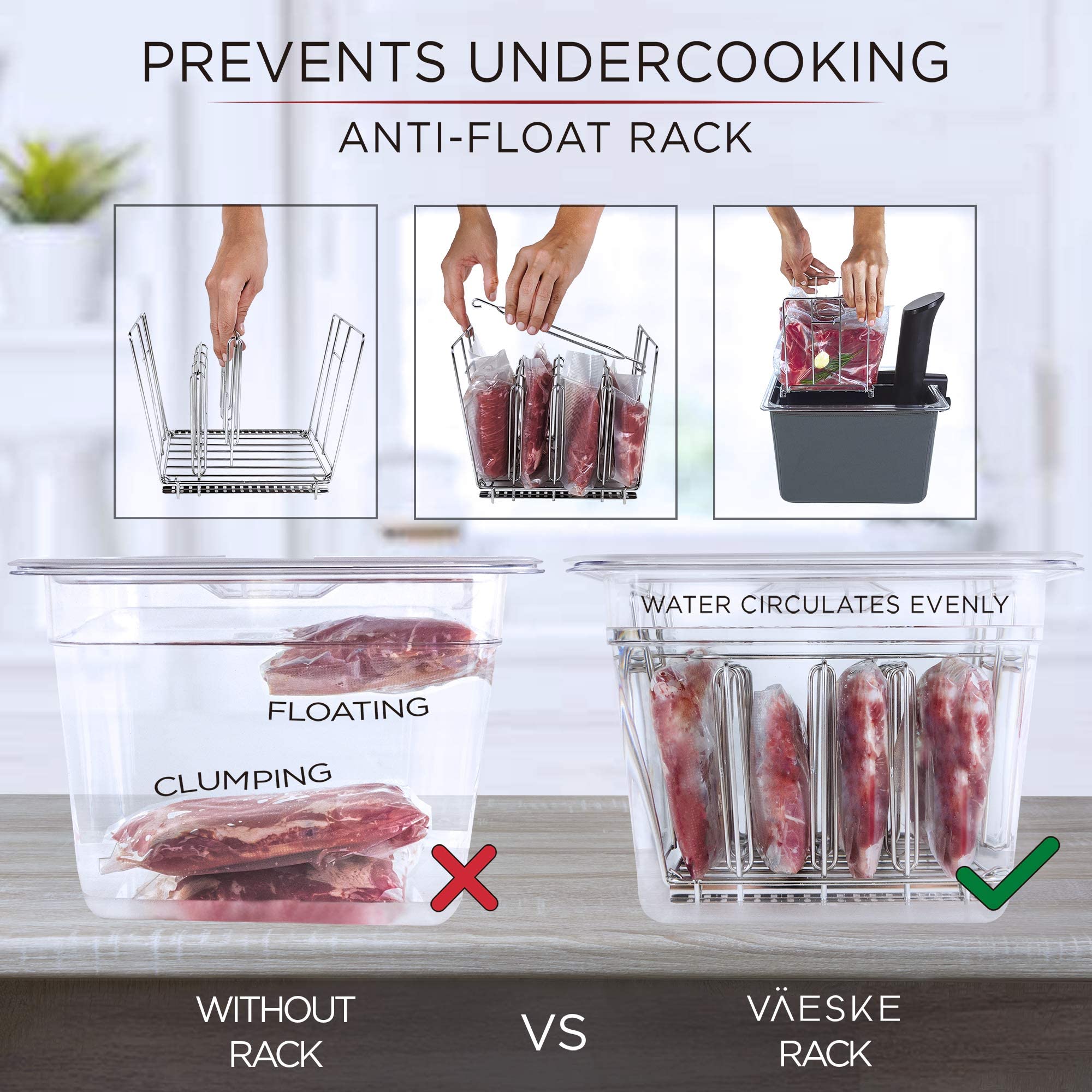 Väeske durable polycarbonate lid maintains water levels during long sous vide sessions