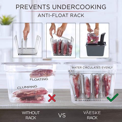 Väeske durable polycarbonate lid maintains water levels during long sous vide sessions