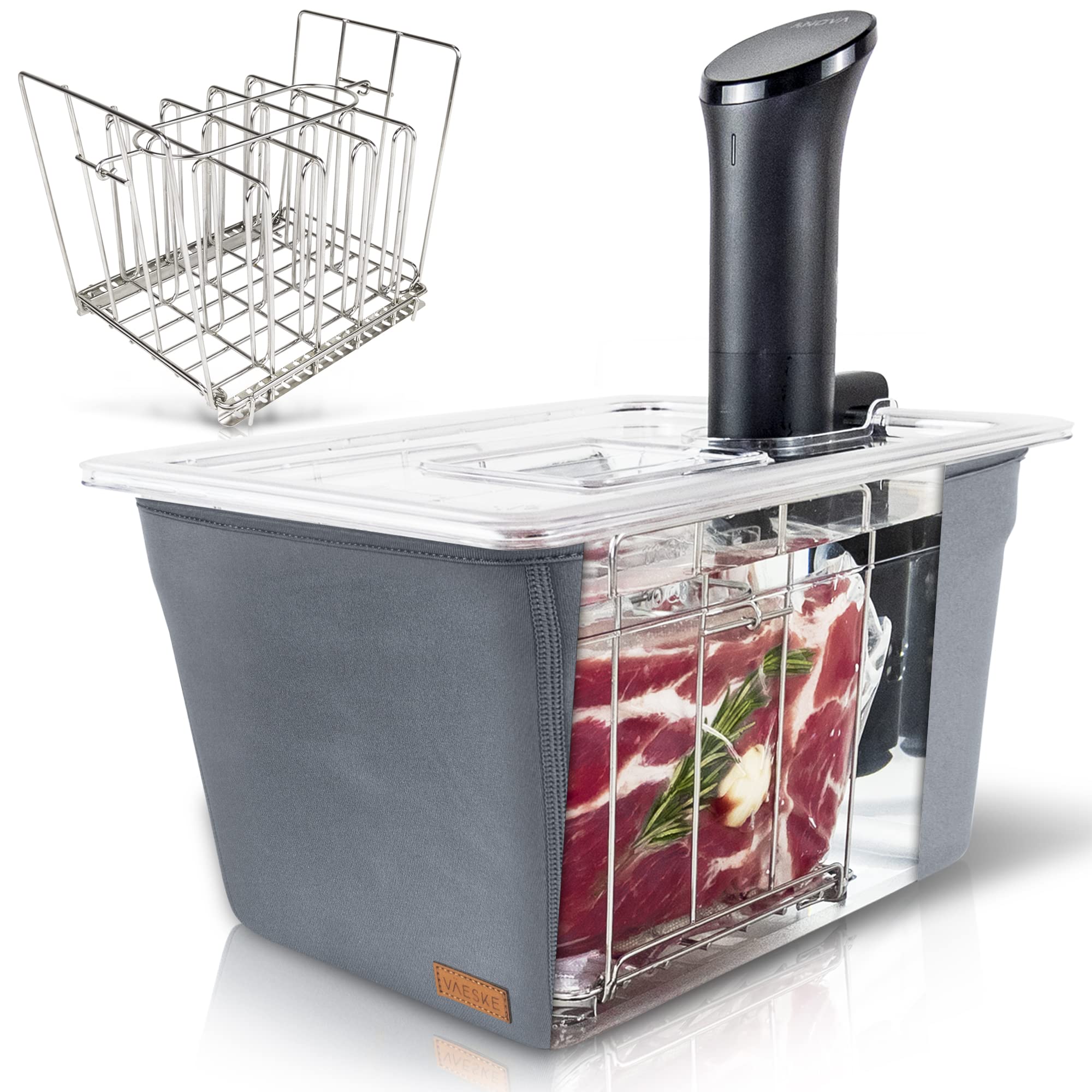 VÄESKE insulated sous vide container with lid for stable heat retention during long cooks
