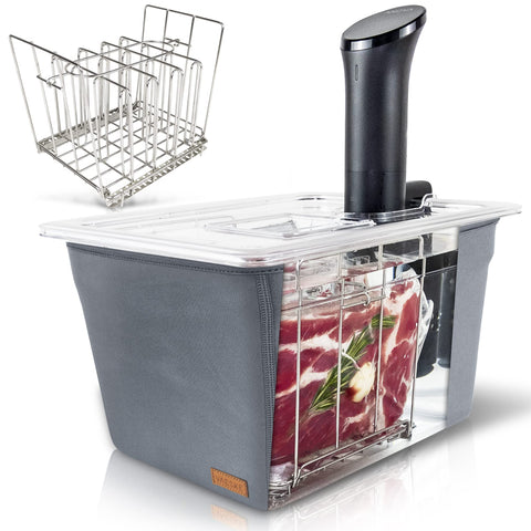VÄESKE insulated sous vide container with lid for stable heat retention during long cooks