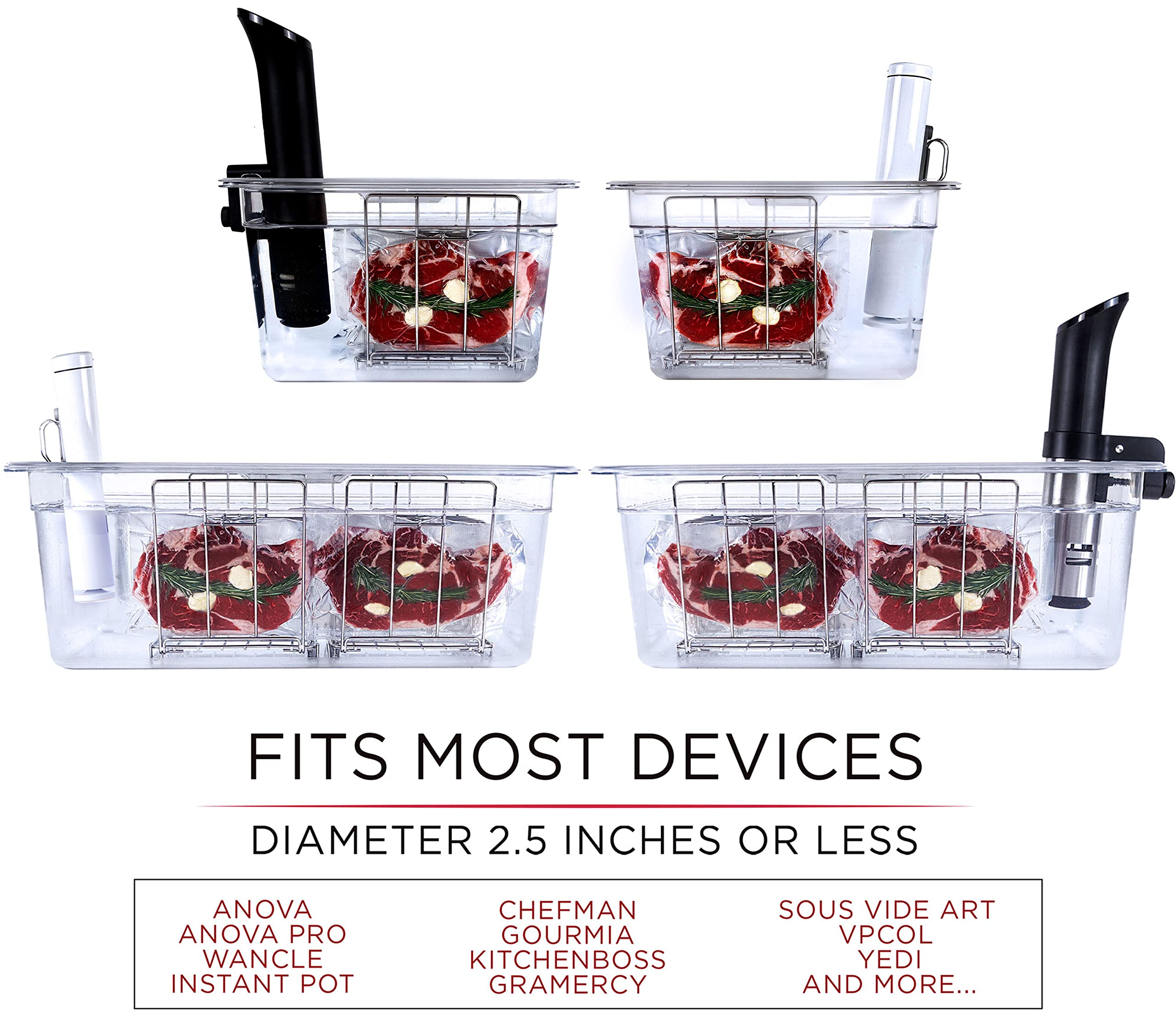 Väeske stainless-steel rack system prevents floating and ensures even cooking