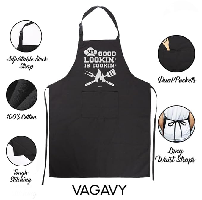 VAGAVY black apron worn by dad showing comfortable fit