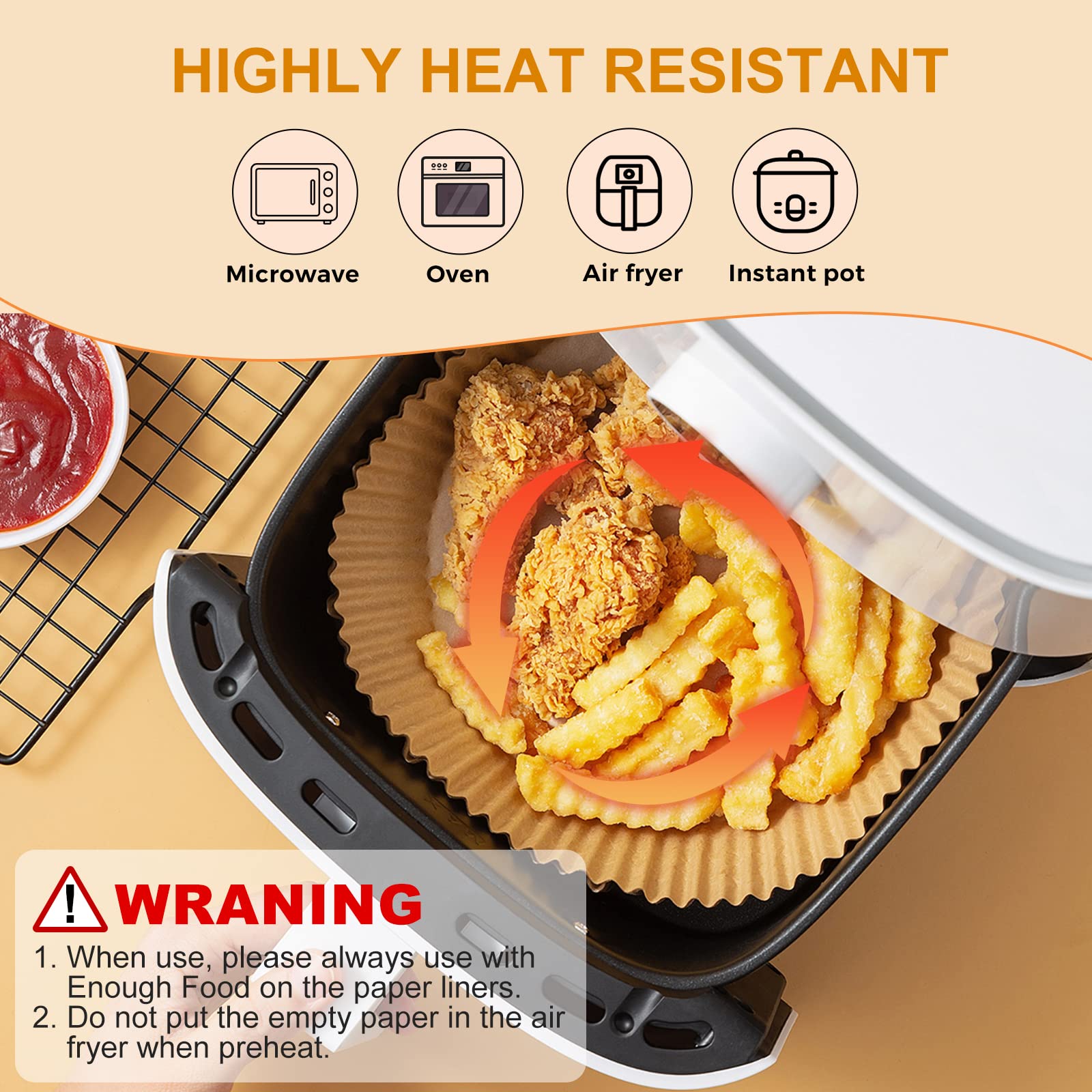 Vailnd liners compatible with COSORI/Chefman 2-4 qt round baskets.