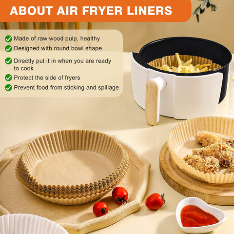 Vailnd heat-resistant parchment liner protects the air fryer interior.