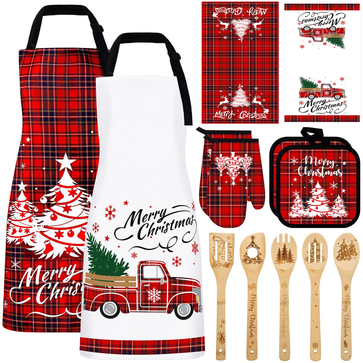 VAIPI Christmas aprons in red plaid for festive baking prep