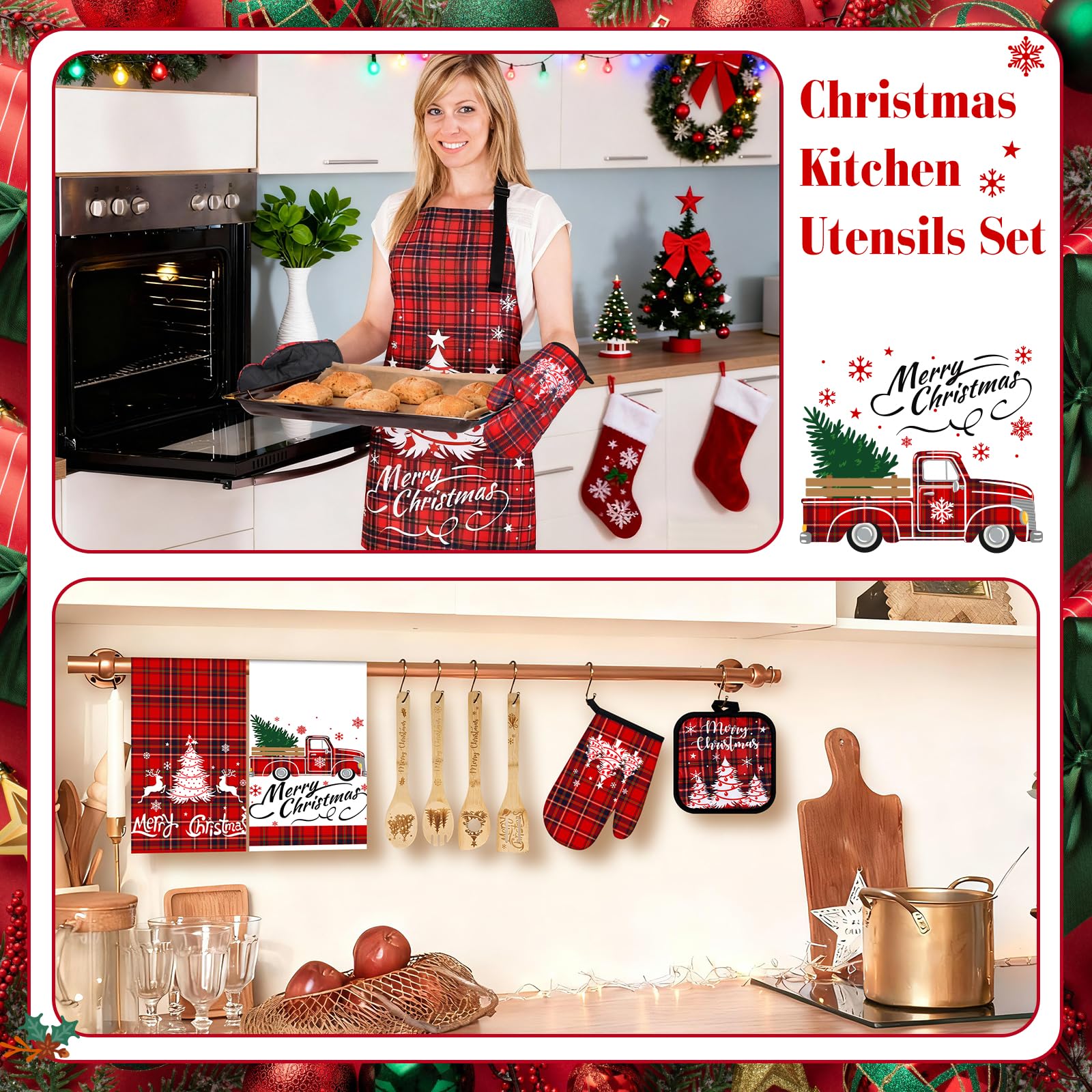 VAIPI Christmas kitchen towels are soft and absorbent for cleanup