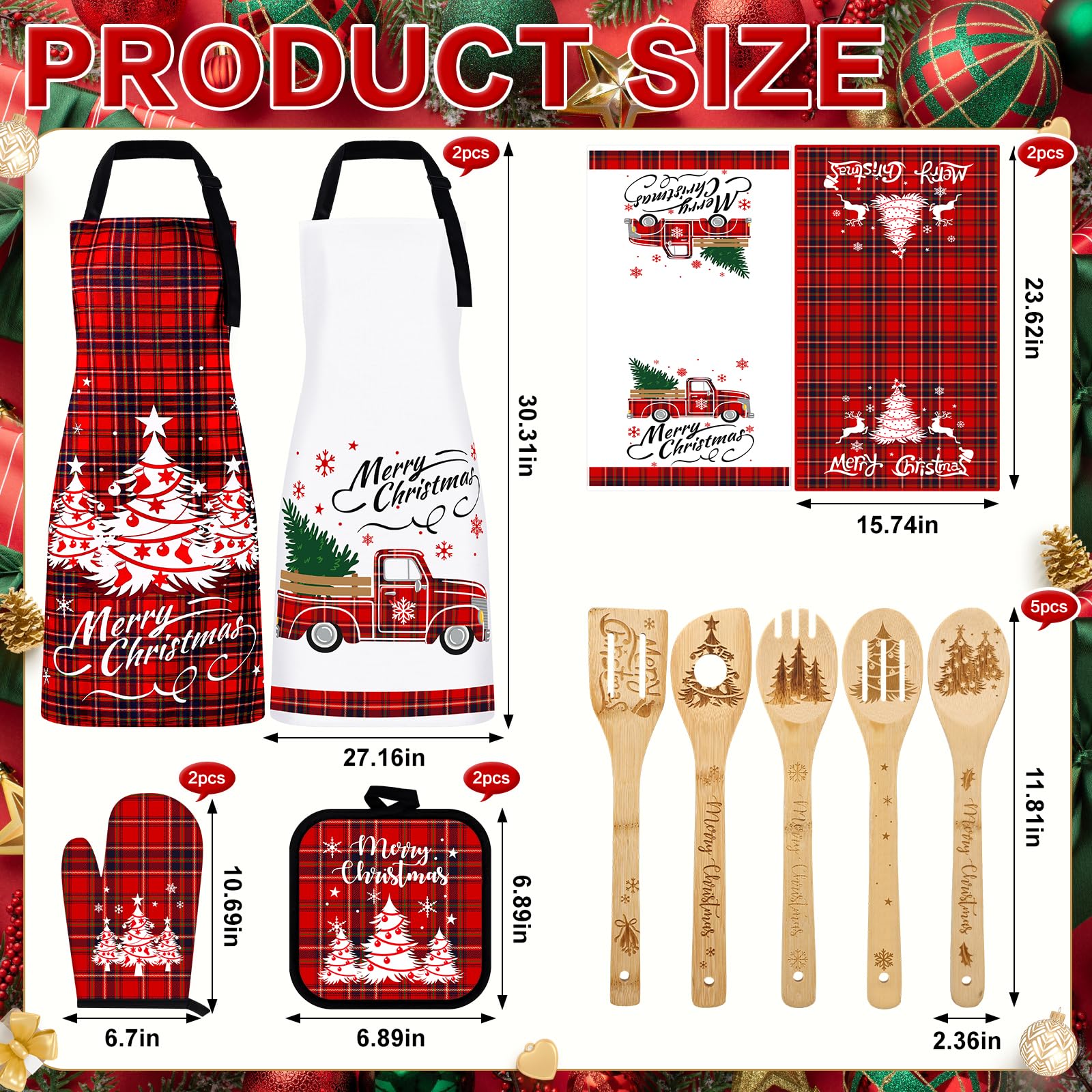 VAIPI Christmas oven mitts in plaid protect hands during holiday cooking