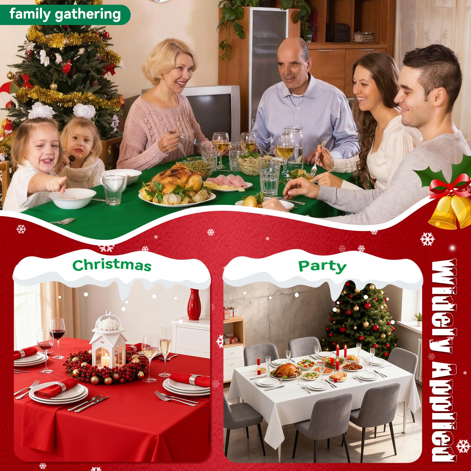 VAIPI white red green color trio coordinates with festive decor and table settings