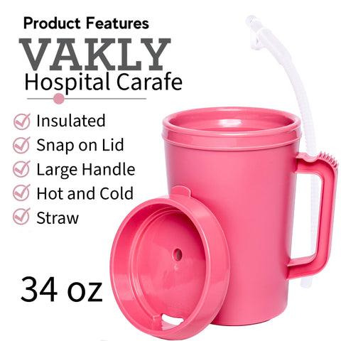 Vakly carafe with flexible straw for sipping cold beverages anywhere.