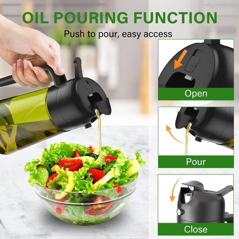 Vakoo 2-in-1 oil sprayer pour mode enabling clean, controlled pours.
