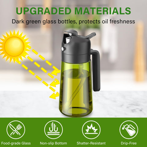 Vakoo 2-in-1 oil sprayer spray mode ready for even mist distribution.