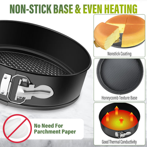 Honeycomb-base Vakoo pan promotes even heat and golden crusts.