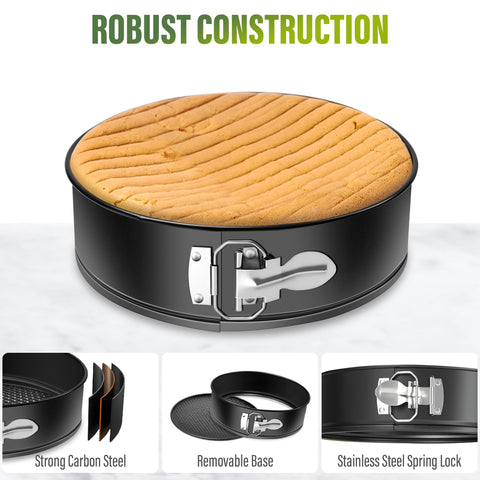 Vakoo 9-inch pan interior with nonstick coating for easy cheesecake release.