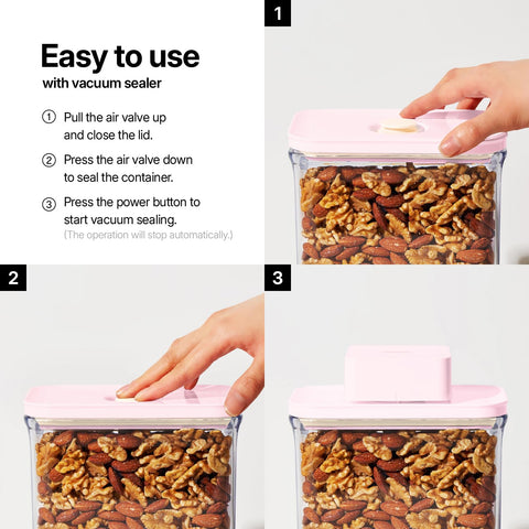 VAKUEN airtight seal highlights leak-proof design for liquids or dry goods