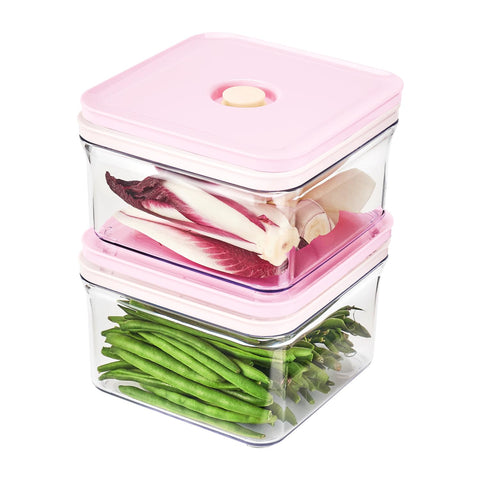 VAKUEN rose-square 1.48qt container with rose pink lid keeps ingredients organized and fresh