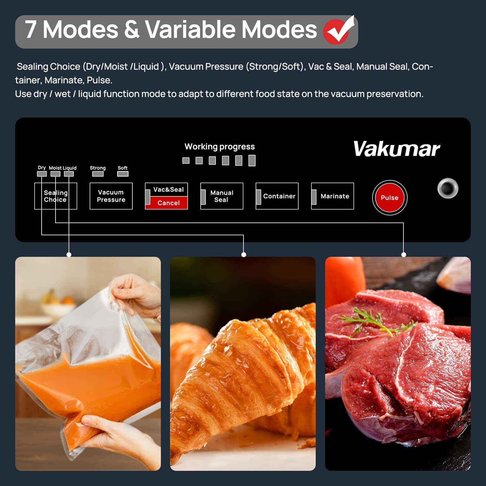 Vakumar sealer in liquid mode seals soups securely.