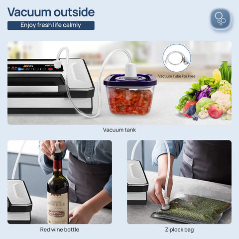 Vakumar locking handle design enables easy lid locking.