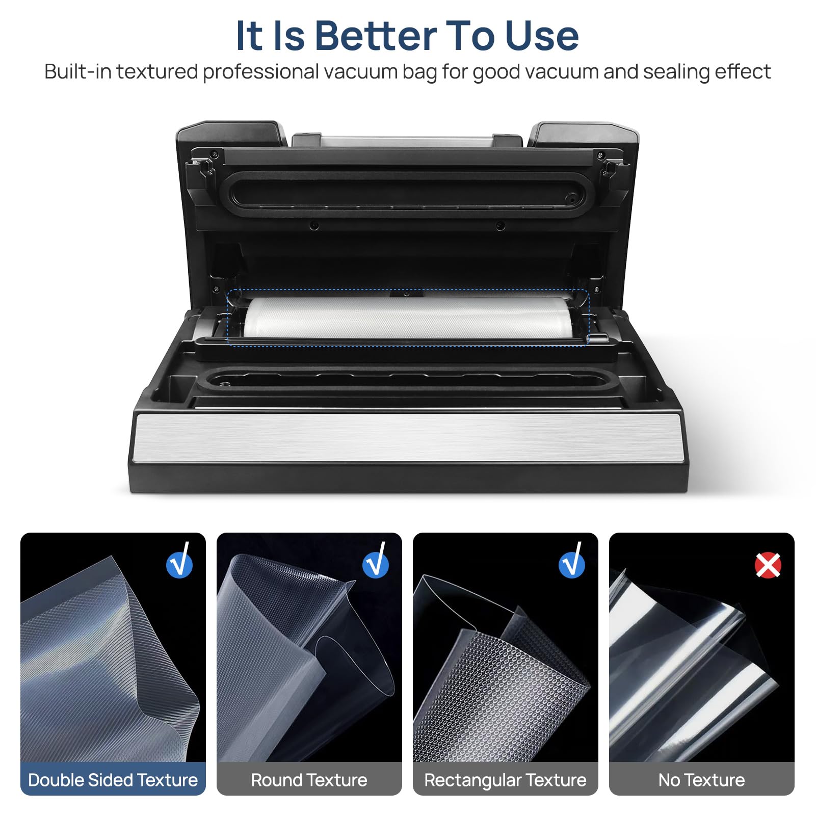Vakumar stainless steel body for durability and easy cleaning.