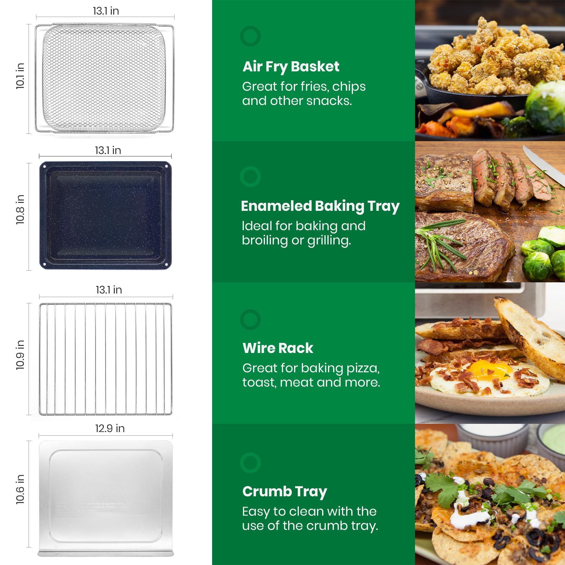 VAL CUCINA crumb tray and enamel tray for easy cleanup