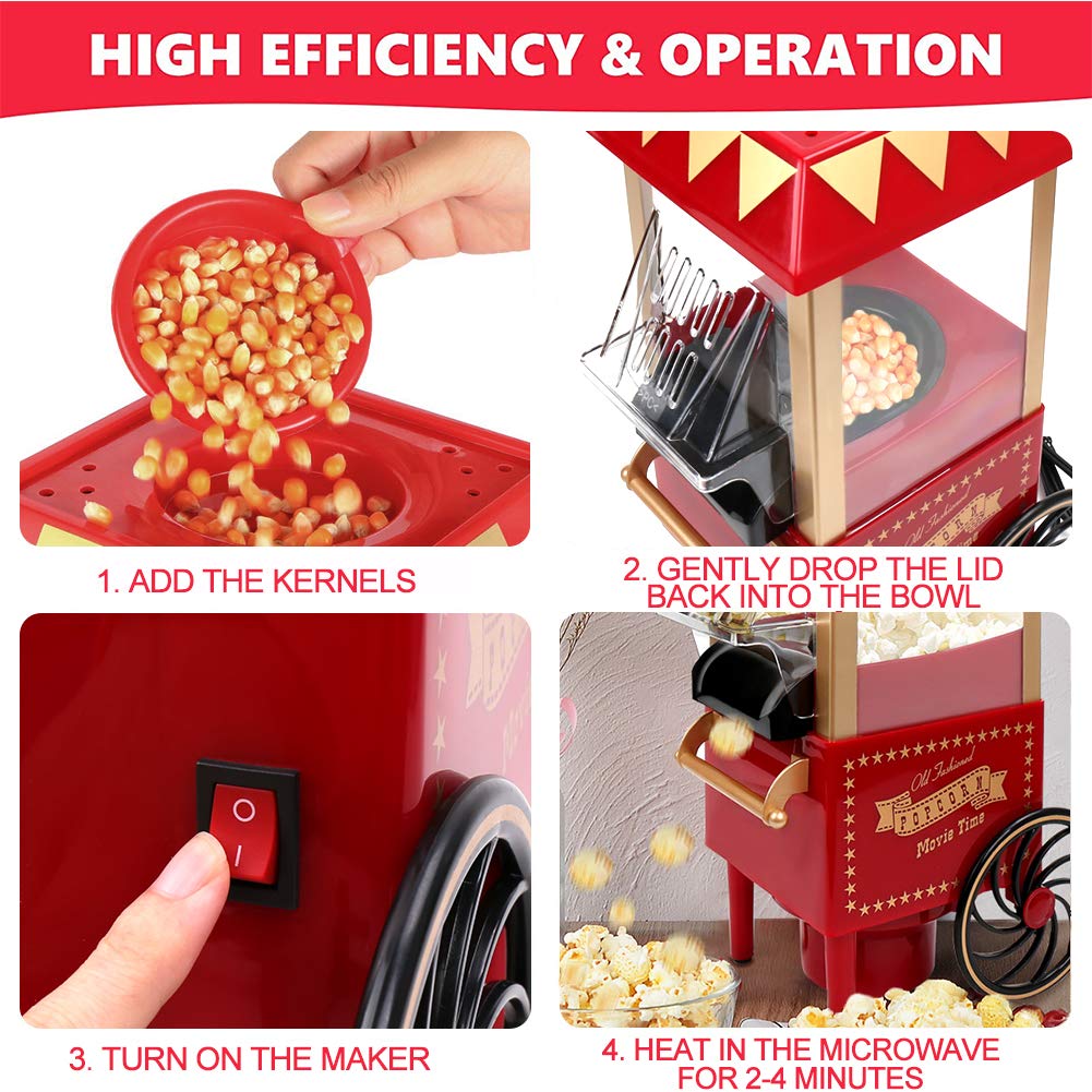 VAlinks oil-free popcorn machine close-up highlighting oil-free popping