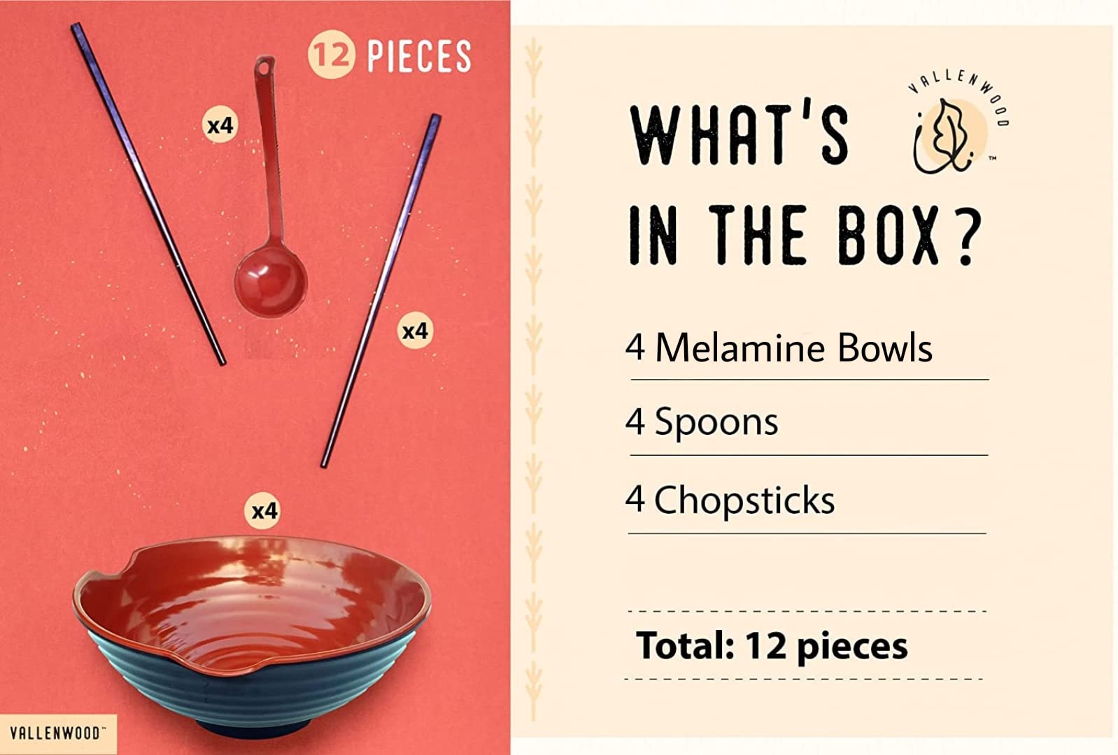 VALLENWOOD's restaurant-grade melamine delivers durable, long-lasting bowls.