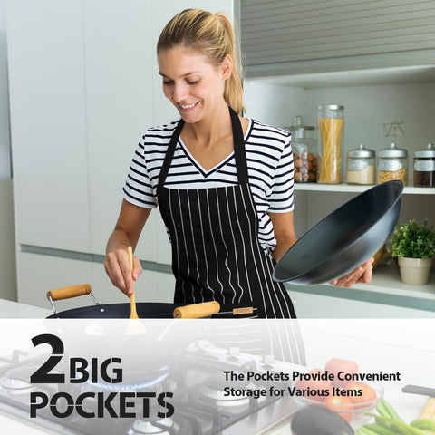 VALOME 2-pack kitchen apron soft-material fabric keeps you comfy during long sessions.