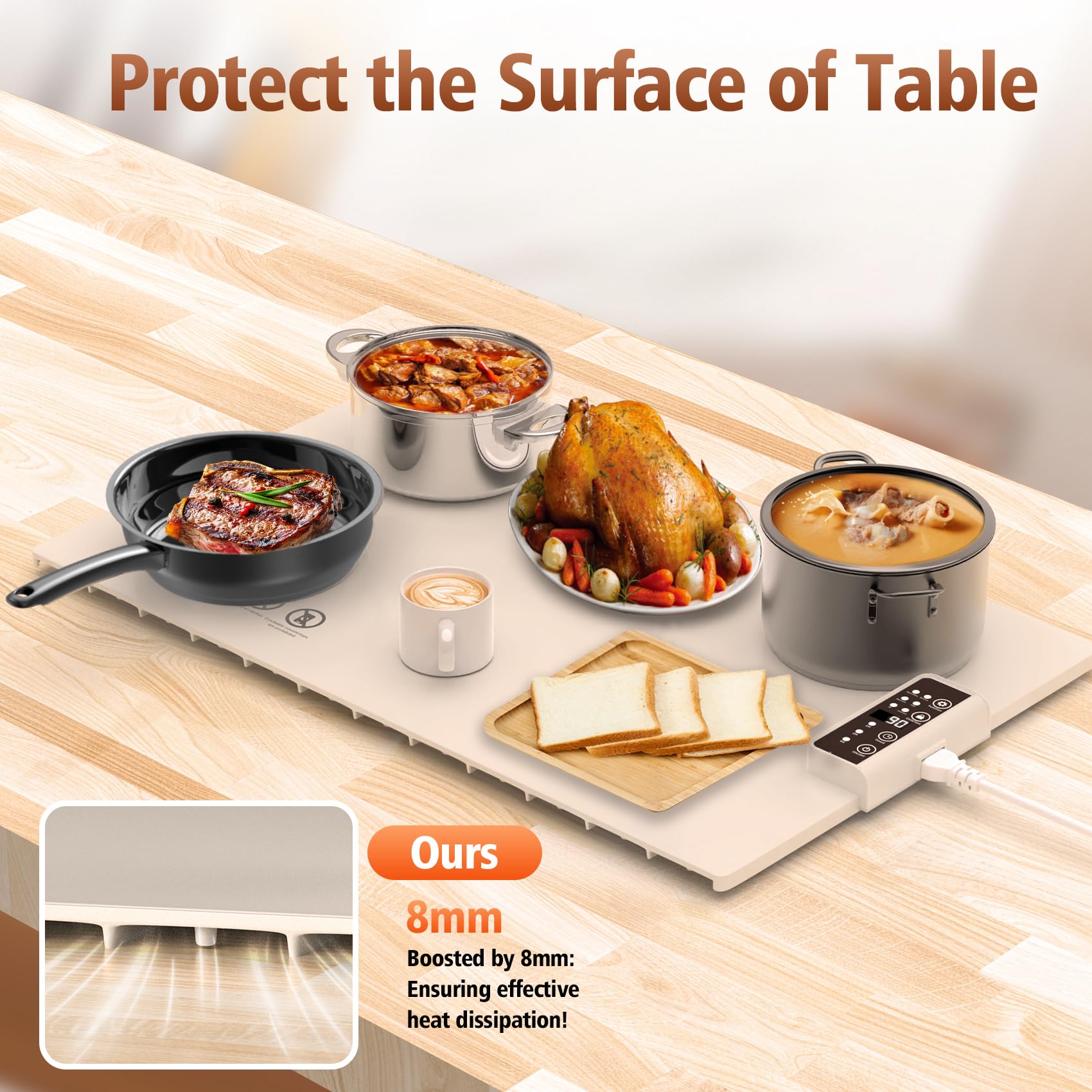 Valuejoy warming mat with 8mm feet for stability and airflow