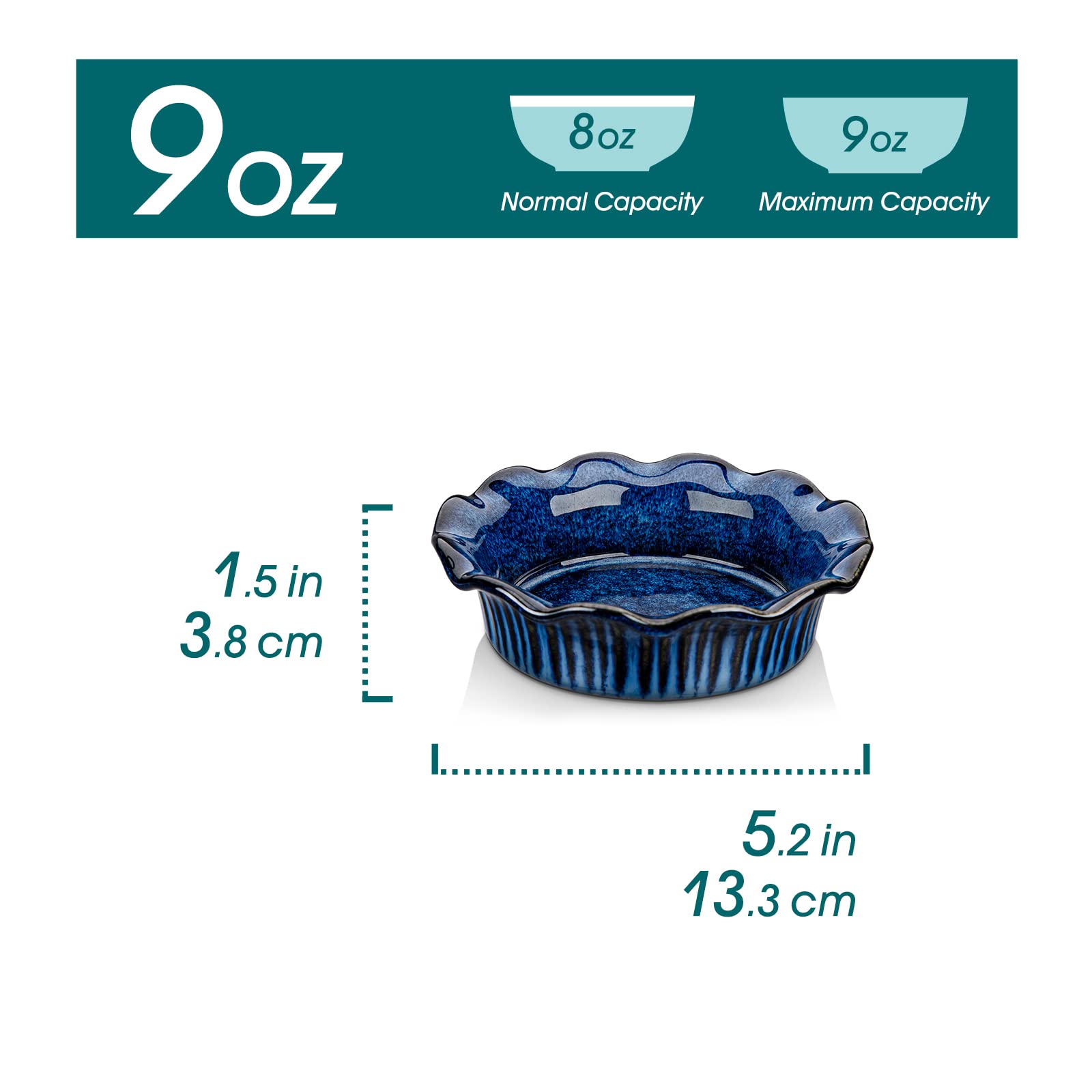 Vancasso 5.2-inch blue ceramic pie plates suitable for quiches and desserts