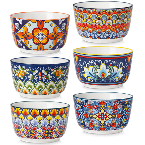 Vancasso 8oz ramekins in bohemian design for baking and vibrant presentation.