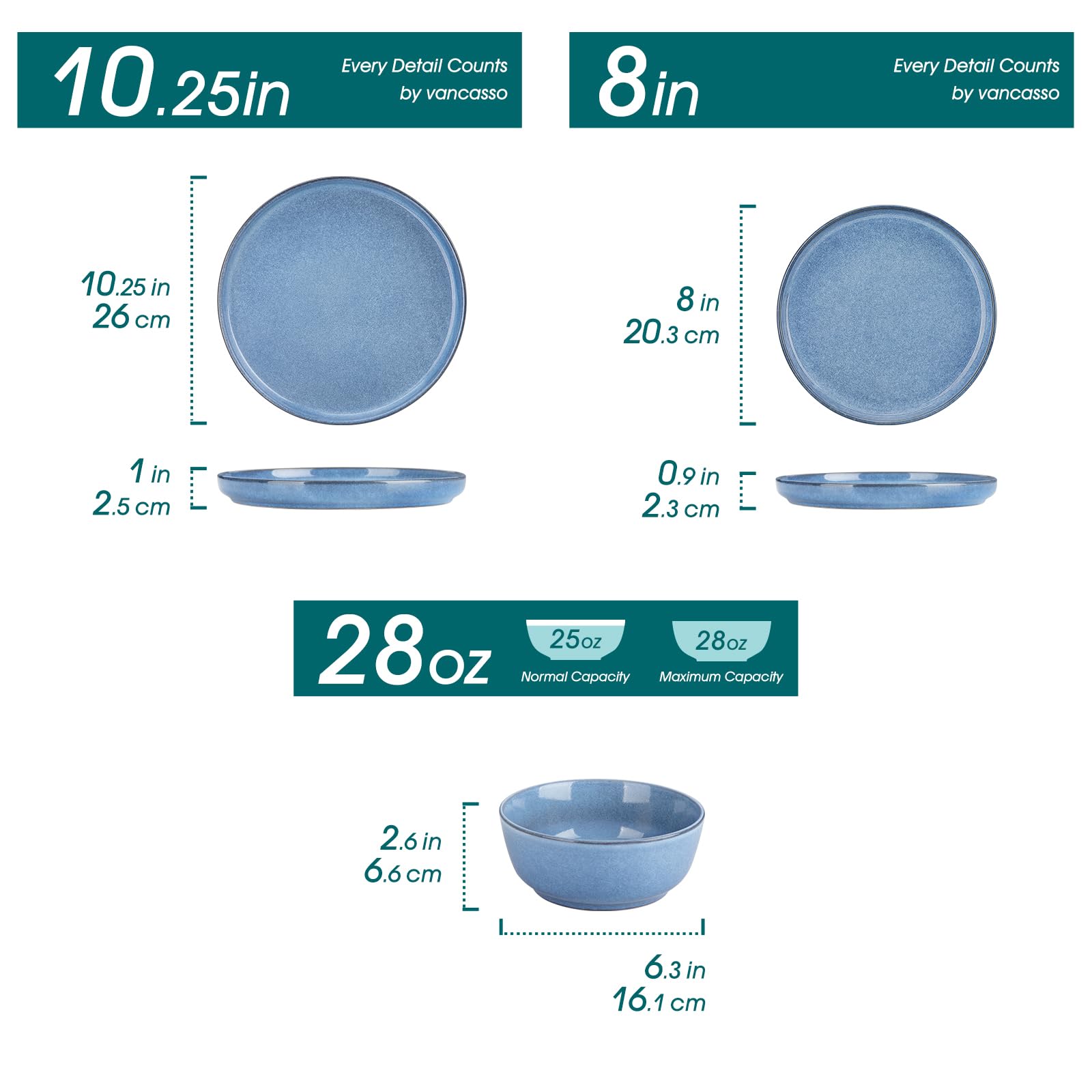 Vancasso ANYA salad plate in blue glaze elevates casual lunches with color.
